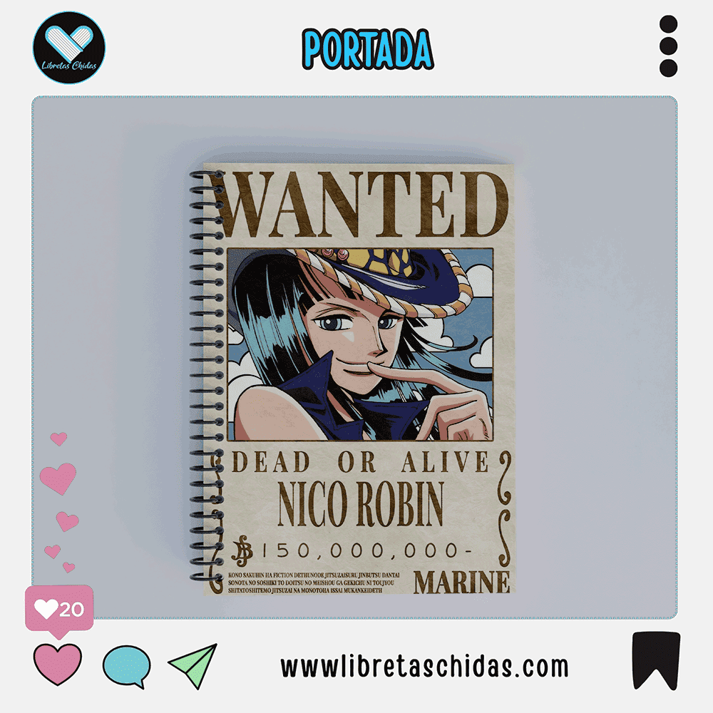 Libreta One Piece de Nico Robin (Wanted Poster)