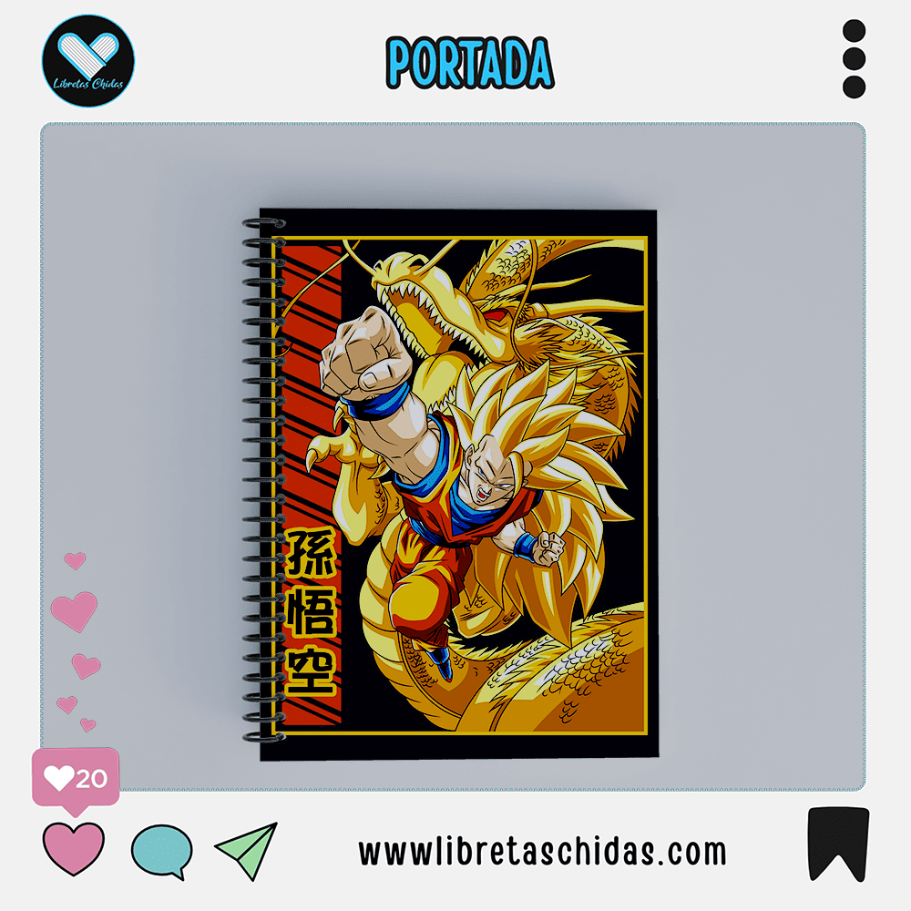 Libreta de Goku Super Saiyajin con Shenlong